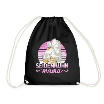 Seidenhuhn Mama Seidenhühner Huhn Hühner Hennen - Turnbeutel - Schwarz - Vorne