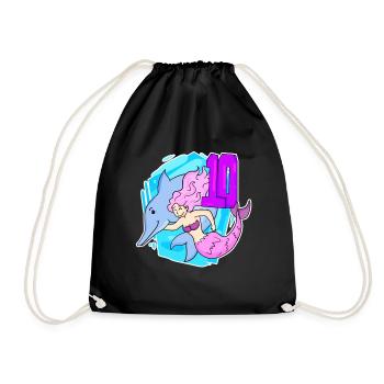 Fille - 10e anniversaire Sirène - Fille - Sac de sport léger - noir - Devant