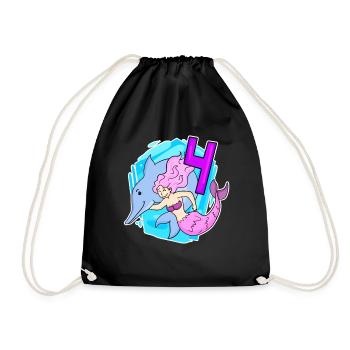 Fille - 4ème anniversaire Mermaid Daughter - Sac de sport léger - noir - Devant