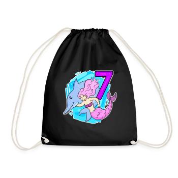 Fille 7 ans 7ème anniversaire sirène - Sac de sport léger - noir - Devant