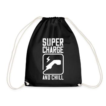 Supercharge And Chill - pour les fans de voitures électriques - Sac de sport léger - noir - Devant