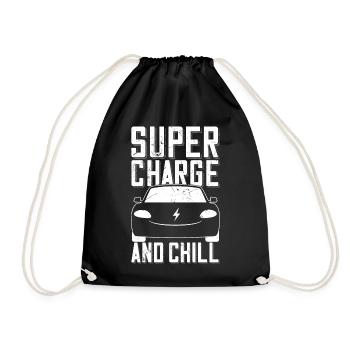 Supercharge And Chill - pour les fans de voitures électriques - Sac de sport léger - noir - Devant