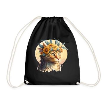Cute Thai Cat Sunflower Cat Breed Pet Kitten - Drawstring Bag - black - Front