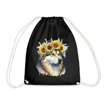 Mignon Alaskan Malamute Sunflower Dog Breed Pet Pupp - Sac de sport léger - noir - Devant