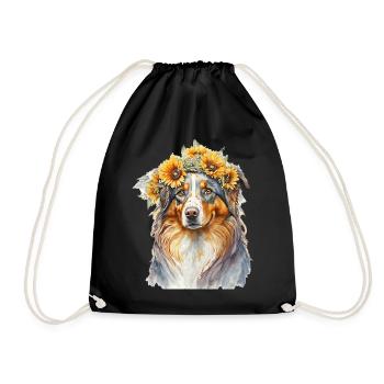Aquarelle Berger Australien Berger Indien Tournesol Do - Sac de sport léger - noir - Devant