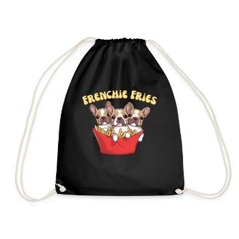 Frenchie Fries - Mignonnes frites de bouledogue français - Sac de sport léger - noir - Devant