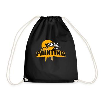 Painter Shhh I'm Painting Paint Roller Craftsmen - Drawstring Bag - black - Front