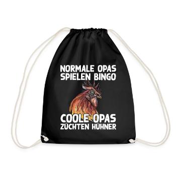 Cooler Opa Hühnerzüchter Huhn Hühner Spruch Humor - Turnbeutel - Schwarz - Vorne