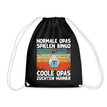 Coole Opas züchten Hühner Lustig Huhn Hahn Spruch - Turnbeutel - Schwarz - Vorne