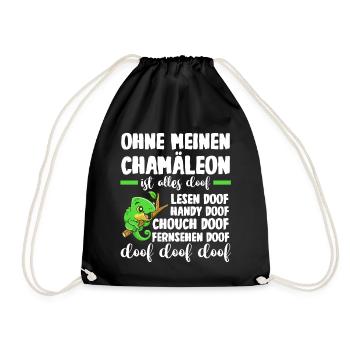 Ohne meinen Chamäleon ist alles doof - Turnbeutel - Schwarz - Vorne