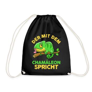 Der mit dem Chamäleon spricht - Turnbeutel - Schwarz - Vorne