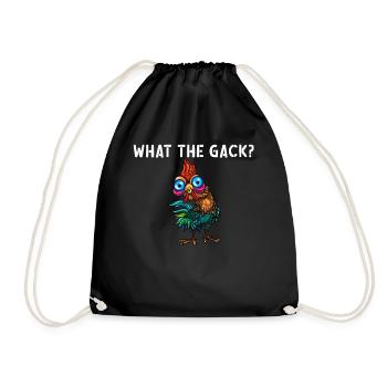 Chicken Rooster Funny Chicken Saying what the gack - Drawstring Bag - black - Front