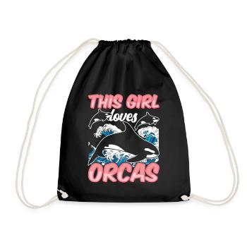 This girl loves the orcas orca shooter whale - Drawstring Bag - black - Front