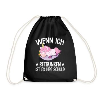 Einhorn Lustiger Spruch Einhorn Saufen Fabel - Turnbeutel - Schwarz - Vorne