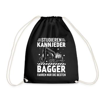 Bagger Baggerfahrer Baugeräte Baustelle - Turnbeutel - Schwarz - Vorne