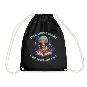 Book lover design with books for literature - Drawstring Bag - black - Front