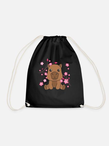 Capybara süße Tiere für Kinder Kawaii - Turnbeutel - Schwarz