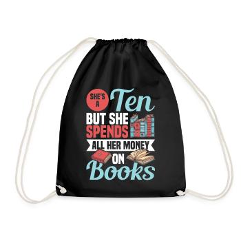 Book lover design with books for literature - Drawstring Bag - black - Front