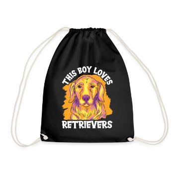 This Boy Loves Retriever Retrievers Dog - Drawstring Bag - black - Front
