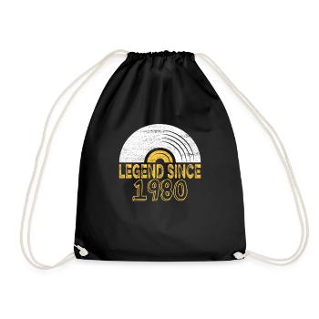 1980 Birthday Vinyl Legend since - Drawstring Bag - black - Front