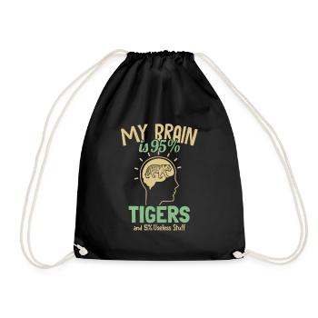 My Brain is 95% Tigers Big Cat Wildcat - Drawstring Bag - black - Front