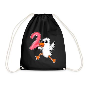 2nd birthday motif seagull - two years - Drawstring Bag - black - Front