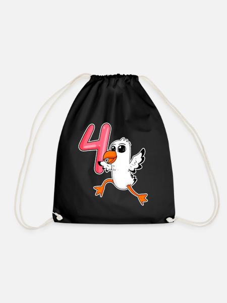 Mouette motif 4ème anniversaire - quatre ans - Sac de sport léger - noir