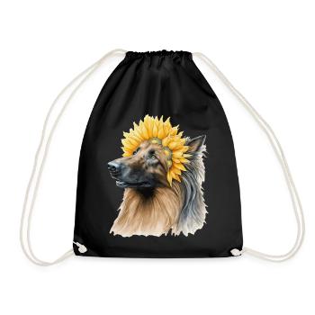 Watercolor Belgian Sheepdog Sunflower Dog Breed Pe - Turnbeutel - Schwarz - Vorne