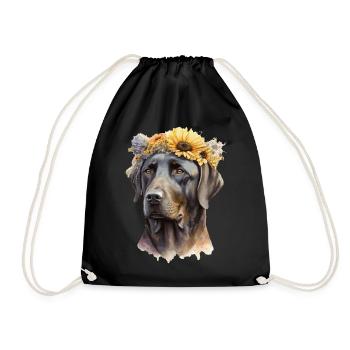 Cute Black Labrador Retriever Sunflower Dog Breed - Turnbeutel - Schwarz - Vorne