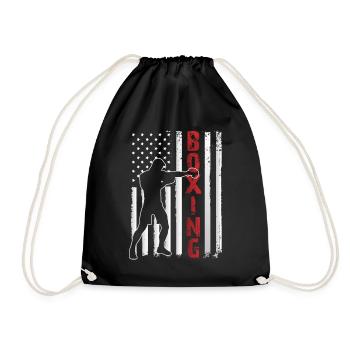 Boxer Boxring Amerikaflagge Box Boxkampf Boxsack - Turnbeutel - Schwarz - Vorne