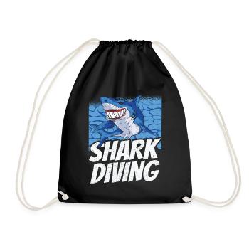 Shark Diving Shark Diving Shark Shark Shark - Drawstring Bag - black - Front