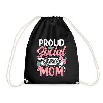 Fière travailleuse sociale, maman, mère, travail social - Sac de sport léger - noir - Devant