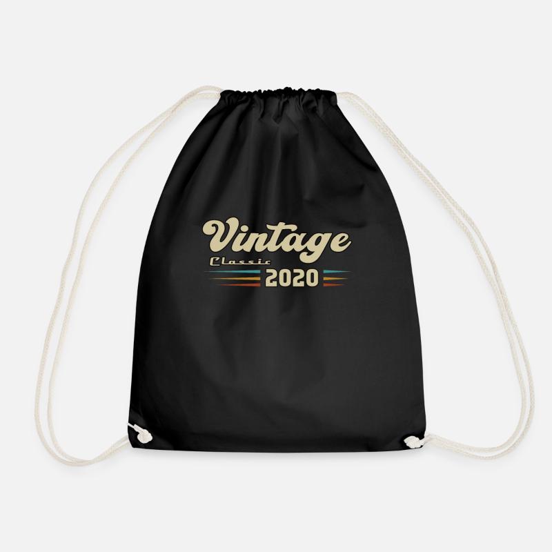 2020 Birthday Vintage Classic - Drawstring Bag - black