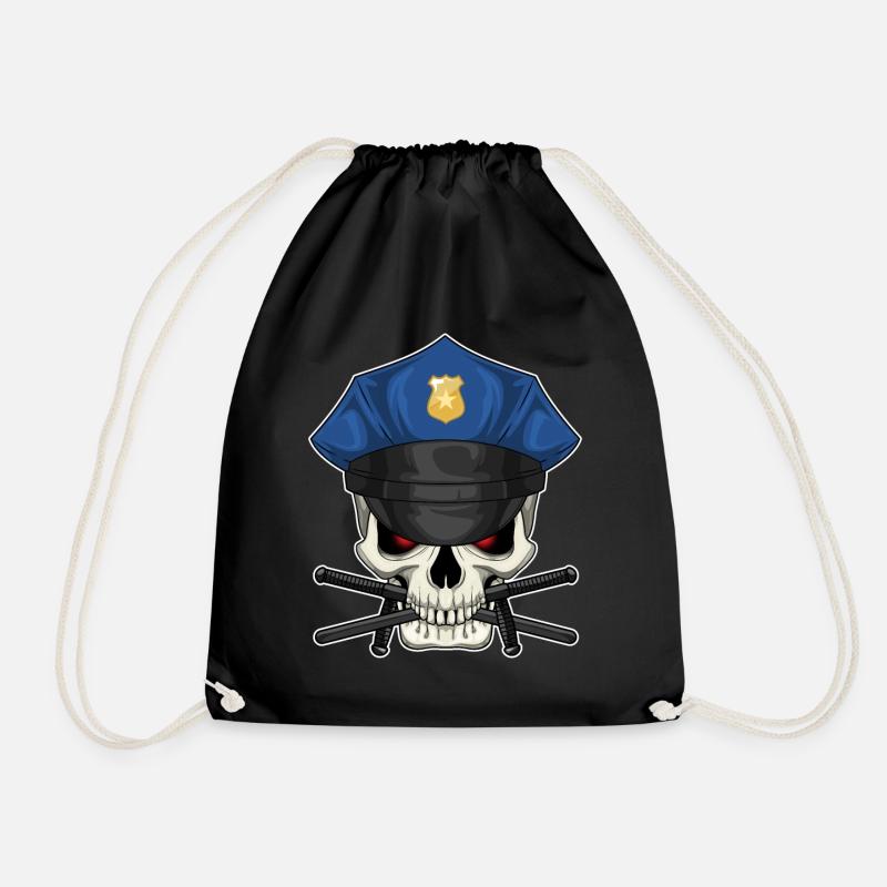 Totenkopf Polizist Polizeimütze Polizei - Turnbeutel - Schwarz