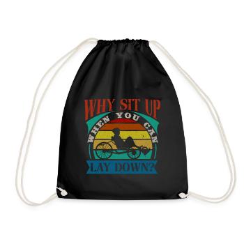 Bicycle Biker Cycling Recumbent Cyclist Pedal - Drawstring Bag - black - Front