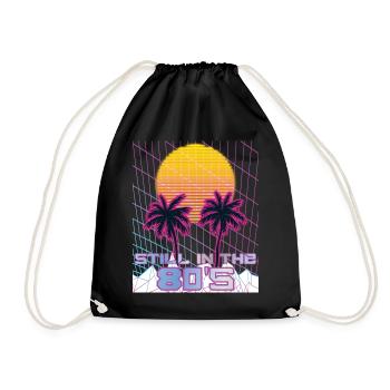 Retro Synthwave 80s Vintage Streetwear - Drawstring Bag - black - Front