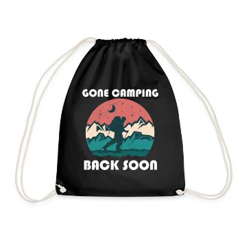 Gone camping, back soon - Drawstring Bag - black - Front