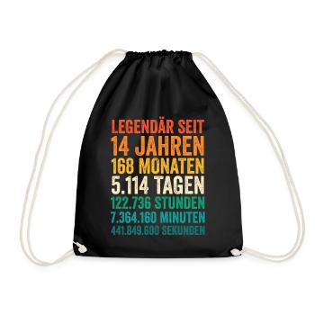 14 Jahre Vierzehnter Geburtstag - Turnbeutel - Schwarz - Vorne