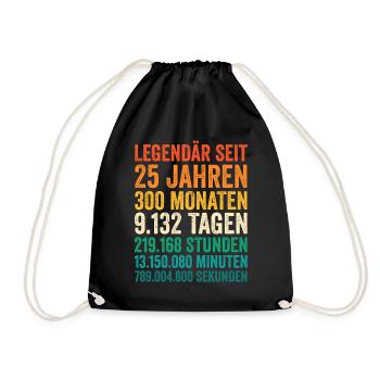 25 Jahre Fünfundzwanzigster Geburtstag - Turnbeutel - Schwarz - Vorne