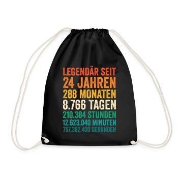 24 Jahre Vierundzwanzigster Geburtstag - Turnbeutel - Schwarz - Vorne