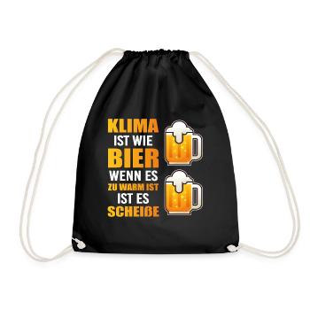 Klima Bier Warm Ist Scheiße Klimaschutz Biersorte - Turnbeutel - Schwarz - Vorne