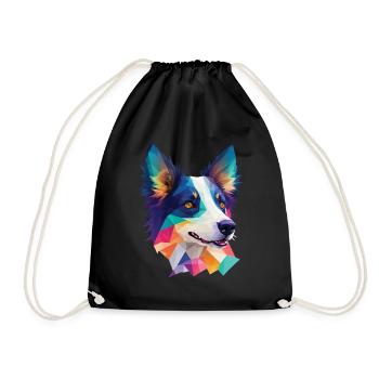 Border Collie Dog Dog Breed Collie Dog Design - Drawstring Bag - black - Front