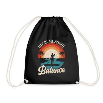 Life is all about Balance - Stehpaddel Stand Up - Turnbeutel - Schwarz - Vorne
