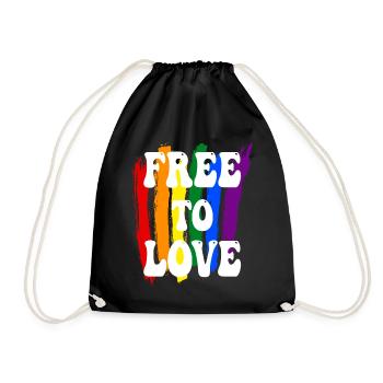 Free To Love LGBTQ Pride - Drawstring Bag - black - Front