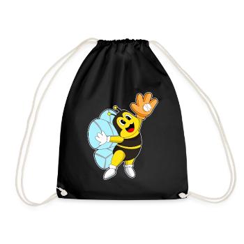 Bee Baseball Baseball Glove - Drawstring Bag - black - Front