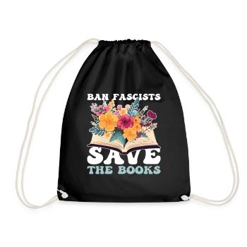 Ban Fanscists save the books Buchliebhaber Design - Drawstring Bag - black - Front