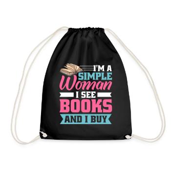 Book lover design with books for literature - Drawstring Bag - black - Front