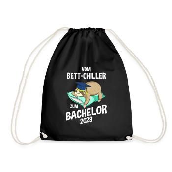 Vom Bettchiller zum Bachelor Faultier 2023 - Turnbeutel - Schwarz - Vorne
