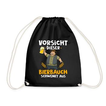 Vorsicht dieser Bierbauch schwenkt aus - Turnbeutel - Schwarz - Vorne
