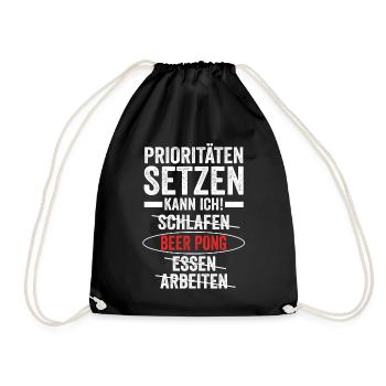 Party Bier Bierpong Beer Pong - Turnbeutel - Schwarz - Vorne